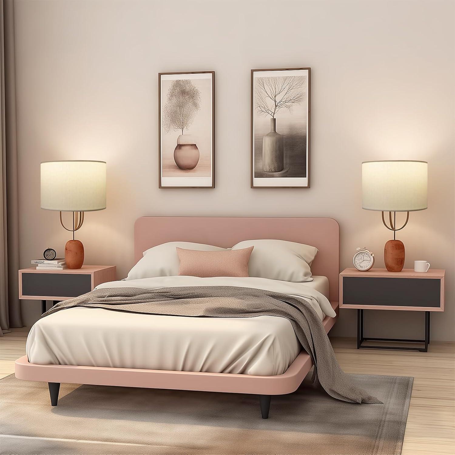 Lamp Shades Set of 2, Drum Lamp Shades for Table Lamps 11.6" Top x 12.6" Bottom x 9.8" High (Spider Fitter), Natural Linen Medium Lampshades for Floor Lamps Bedside Lamps, Beige