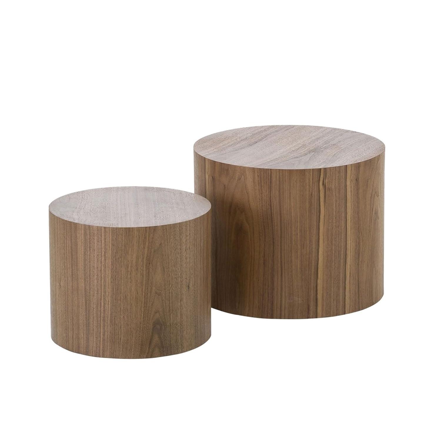 Coffee Table,Modern Coffee Tables for Living Room Bedroom Accent Nesting Tables Side Tables Living Room, Round Coffee Table Natural Finish MDF Side Table,Walnut