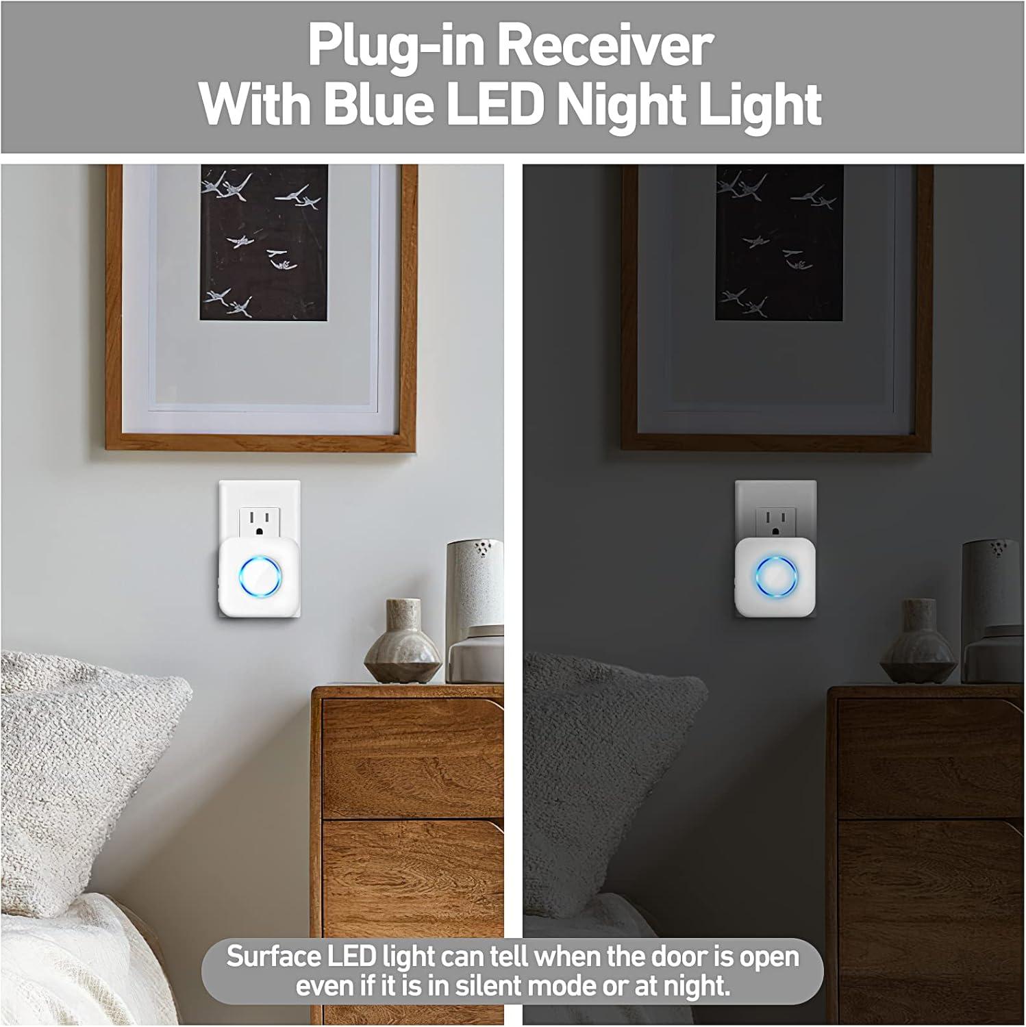 Door Chime, Satisure Wireless Door Open Contact Sensor Alarm Chime with 600 FT Range 58 Chimes 5 Volume Levels LED Indicators, Door Ringer Alert for Business/Store/Home/Office When Entering