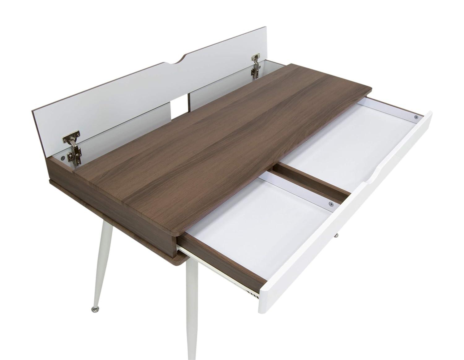 Alcove Writing Desk Chestnut - Calico Designs: Metal Frame, MDF Surface, Mid-Century Modern Style
