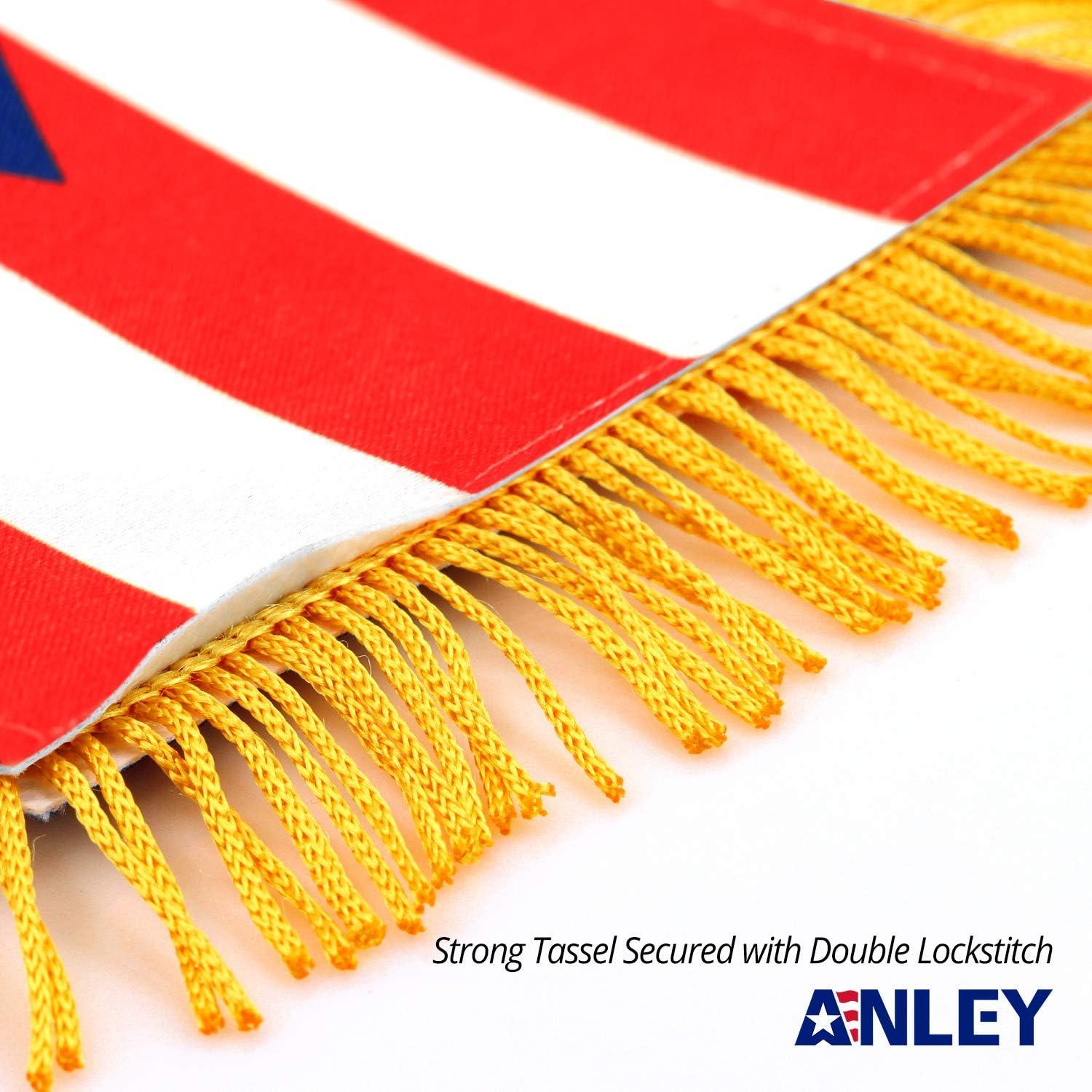 ANLEY Puerto Rico Fringy Window Hanging Flag 4 x 6 in.