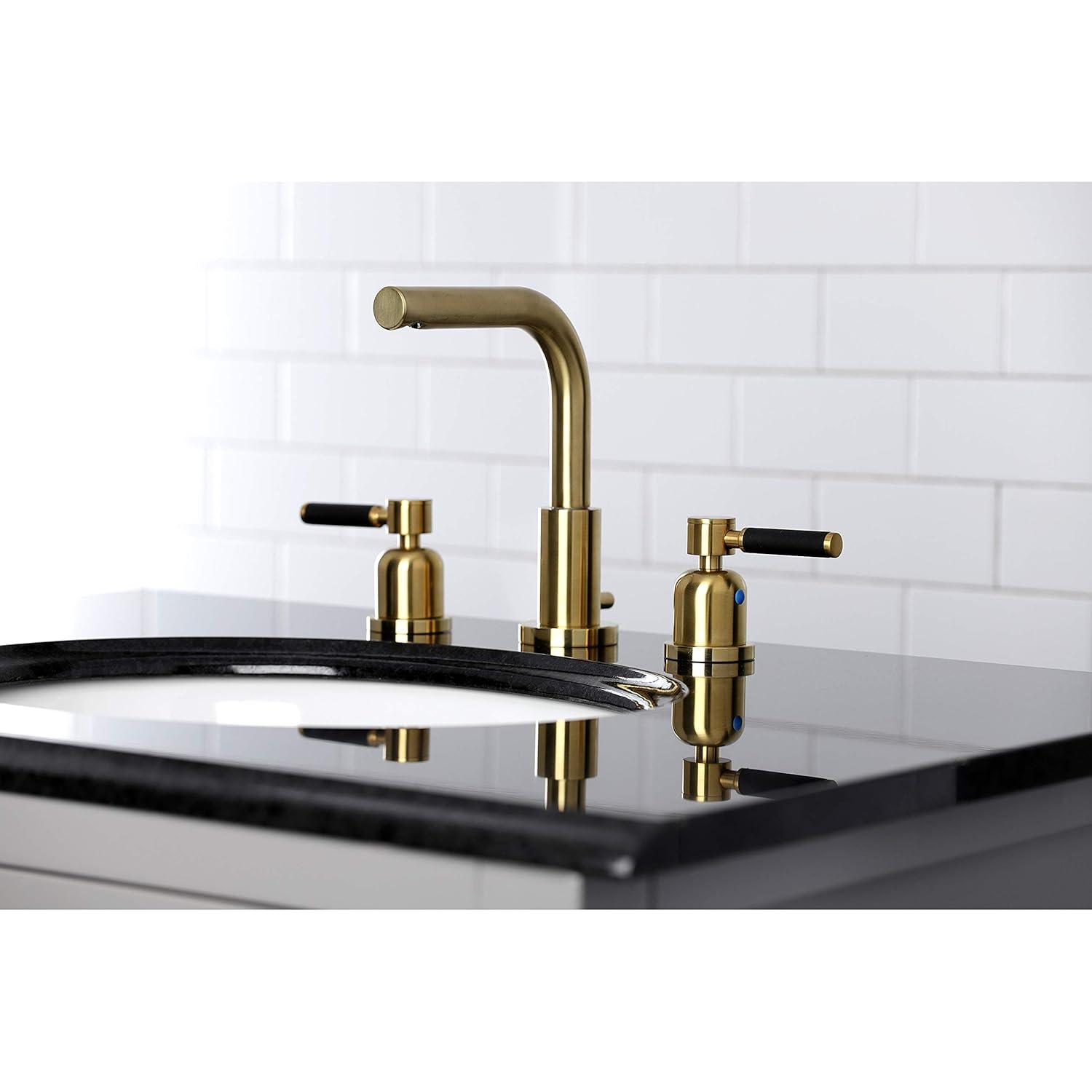 Kingston Brass Kingston Brass Kaiser Two-Handle 3-Hole Deck Mount Widespread Bathroom Faucet with Brass Pop-Up Drain FSC8955DL