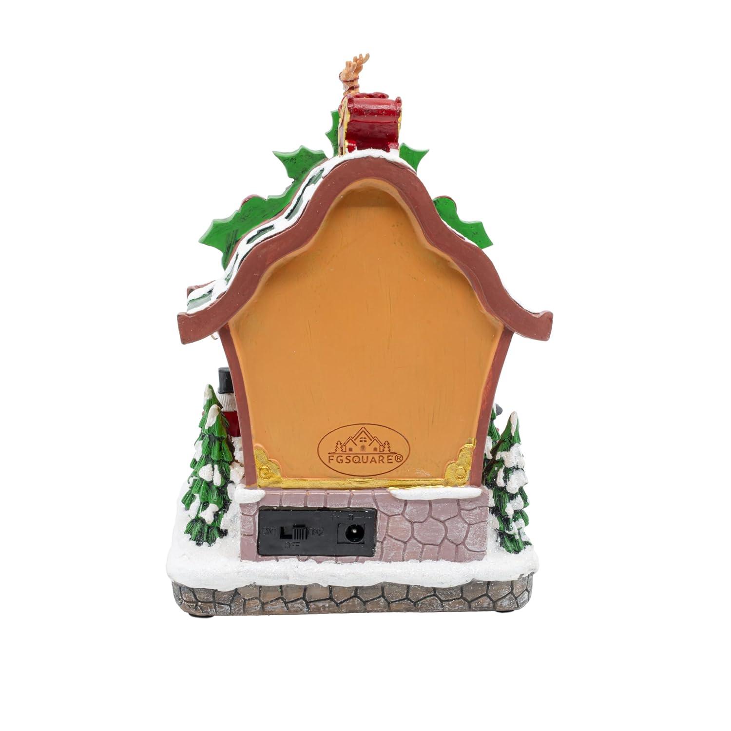FG Square Holiday Cuckoo Clock Santa Reindeer LED Lighted Animated Christmas Village with Sound and Motion 6" x 6" x 8"