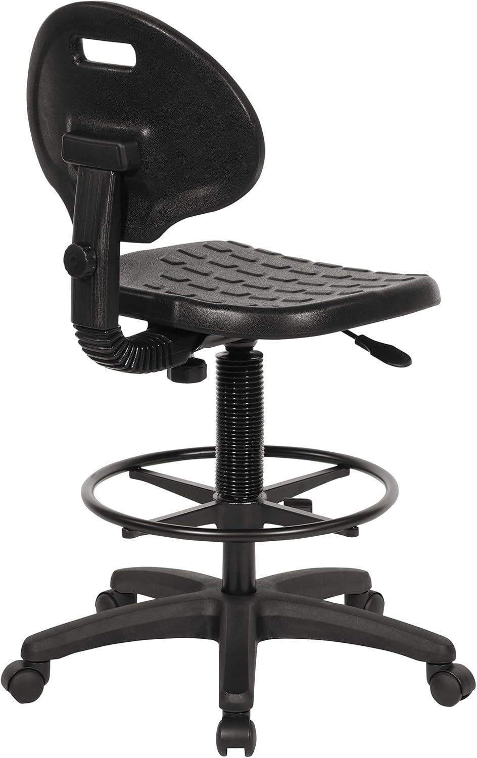 Black Plastic Urethane Intermediate Drafting Chair with Adjustable Footrest