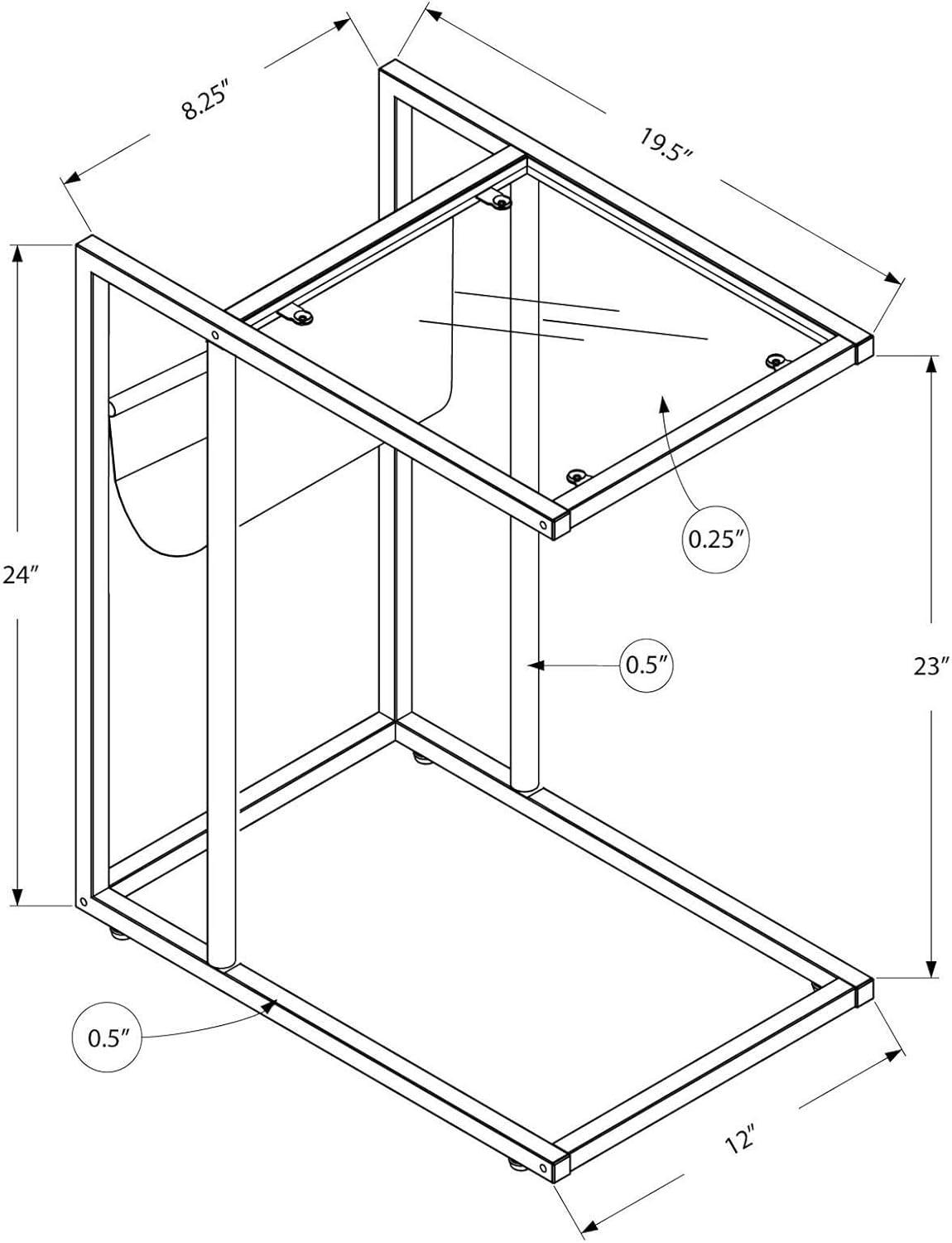 White/Chrome Metal Accent Table with Magazine Holder