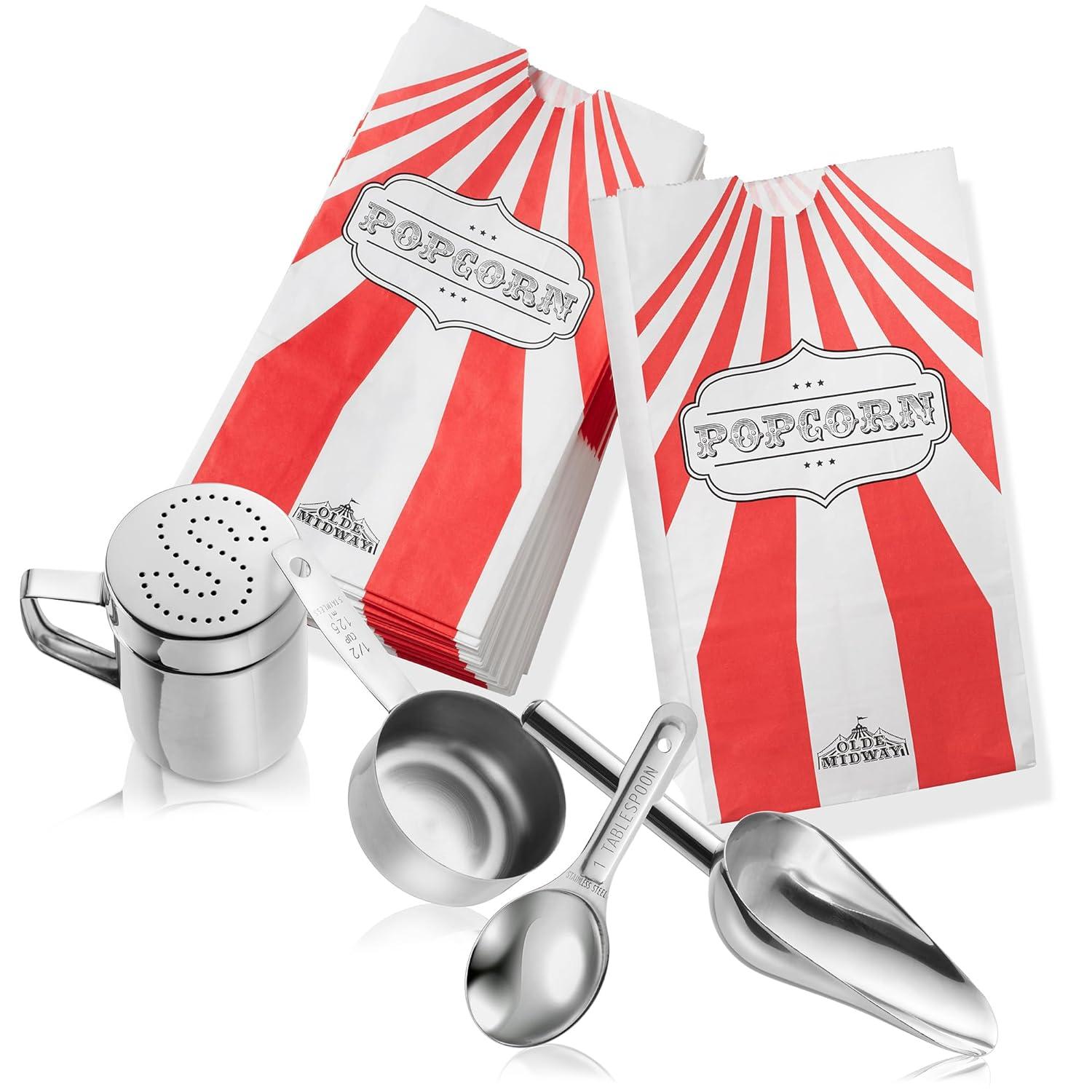 Olde Midway Movie Theater-Style Popcorn Machine Popper with Cart and 10 oz Kettle, Red