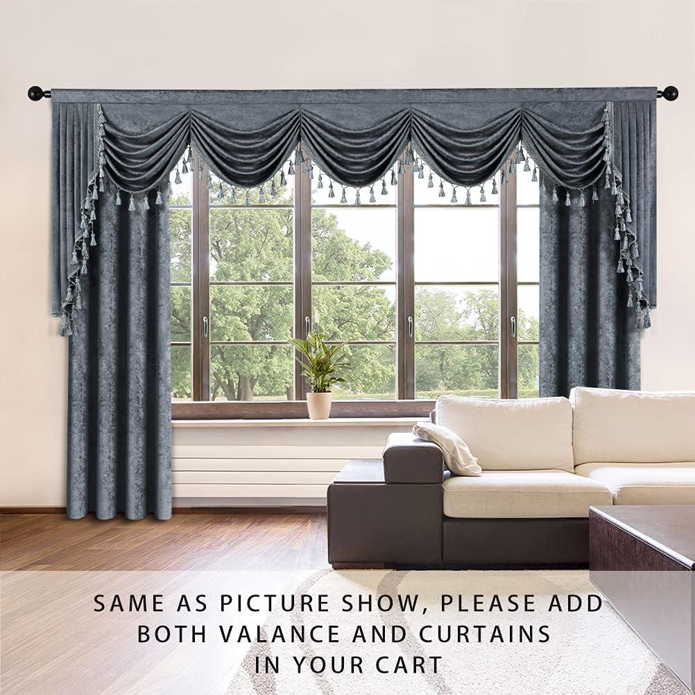 Gold Chenille Waterfall Valance with Rod Pocket