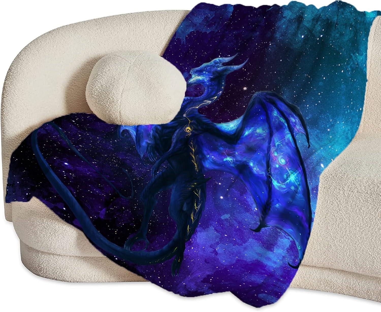 Blue Dragon Space Fleece Throw Blanket 40" x 50"