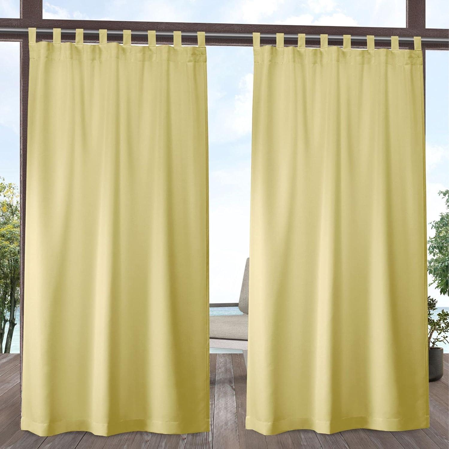 Set of 2 Indoor/Outdoor Solid Cabana Tab Top Window Curtain Panel - Exclusive Home