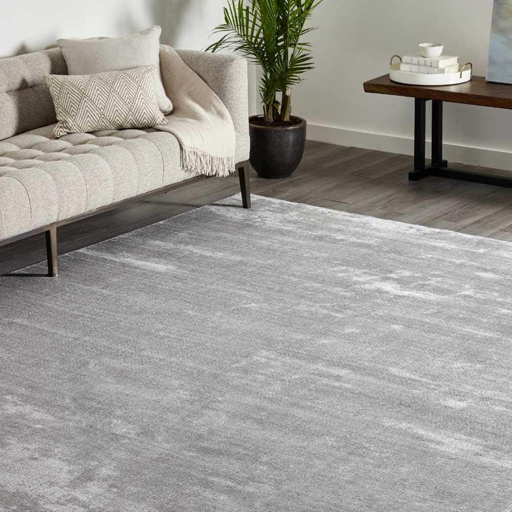 Cordi 9' x 12' Gray Hand-Knotted Wool Viscose Cotton Rug