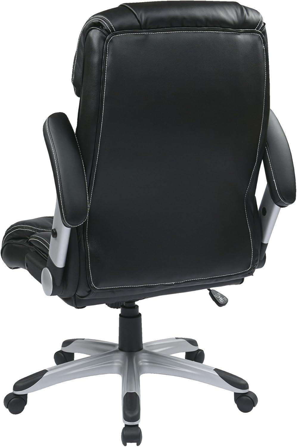 Bonded Leather Office Chair in Silver and Black