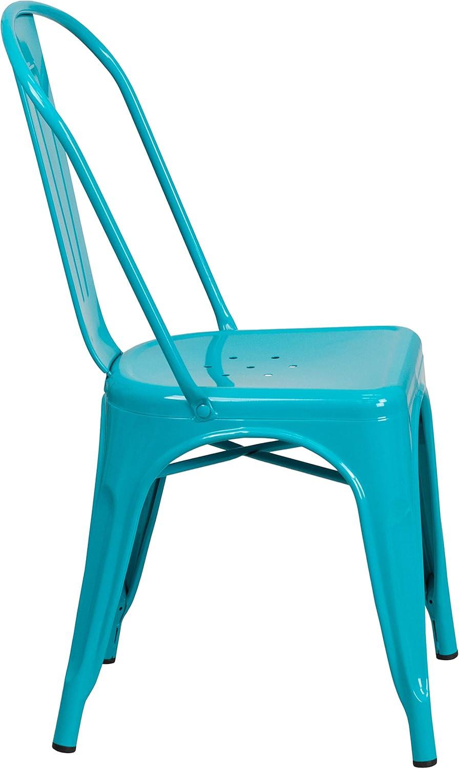 Emma and Oliver Commercial Grade Colorful Metal Indoor-Outdoor Dining Stack Chair