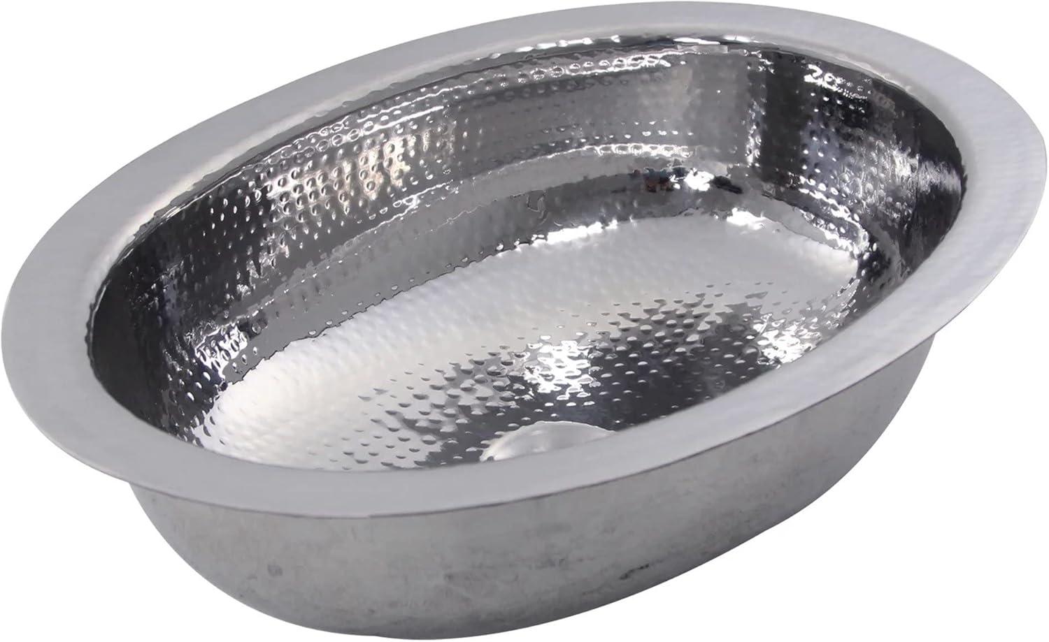 Hand Hammered Stainless Steel Oval Undermount Bathroom Sink