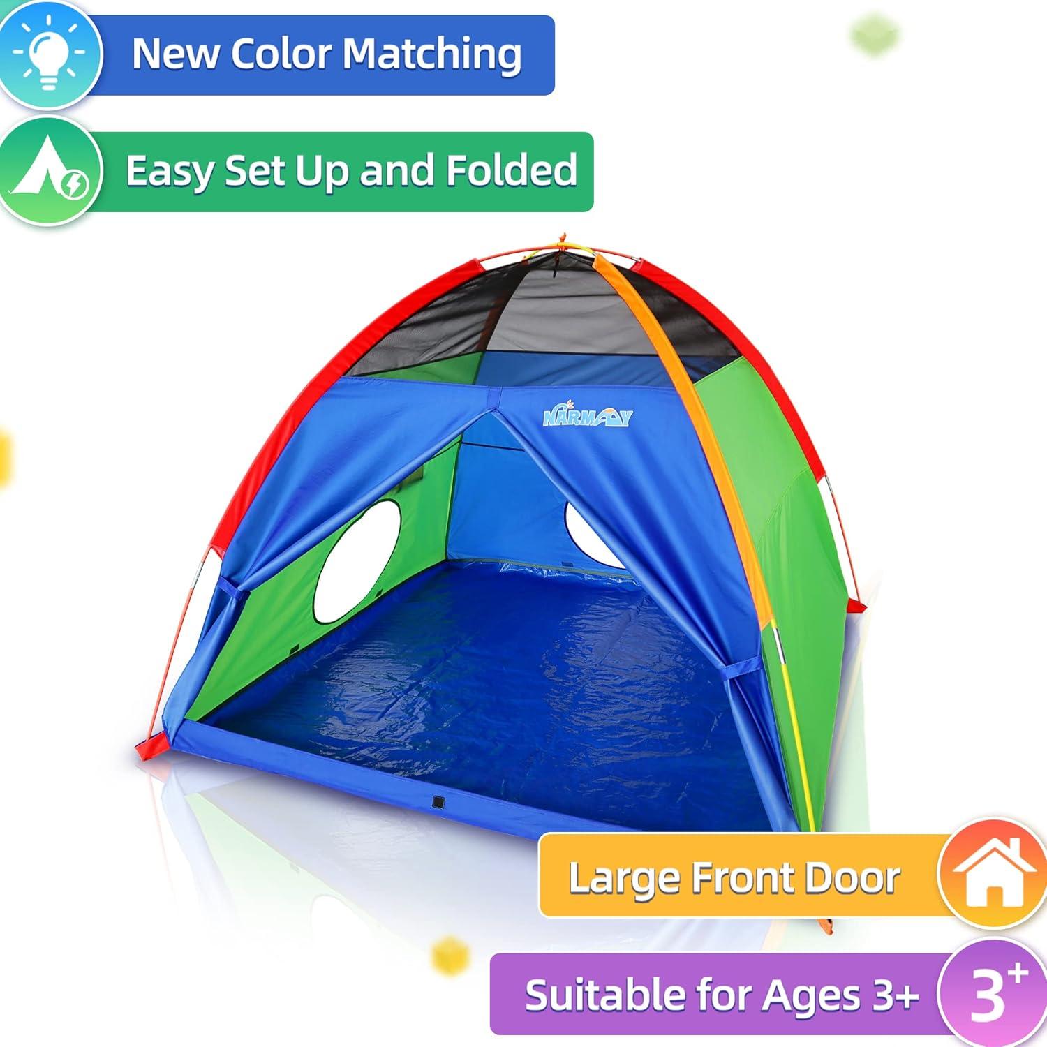 Colorful Kids Dome Play Tent with Mesh Top and Tunnel Ports