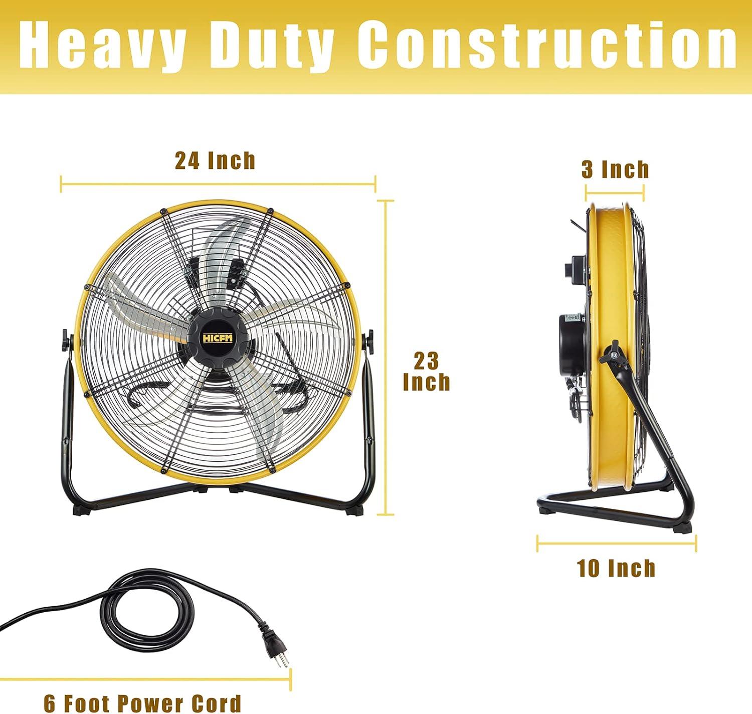 HiCFM 6300 CFM 20 inch Heavy Duty Shroud Fan with IP44 Enclosed Powerful 1/4 Motor, High Velocity Air Circulator for Workshop, Garage, Commercial or Industrial rooms - UL Safety Listed