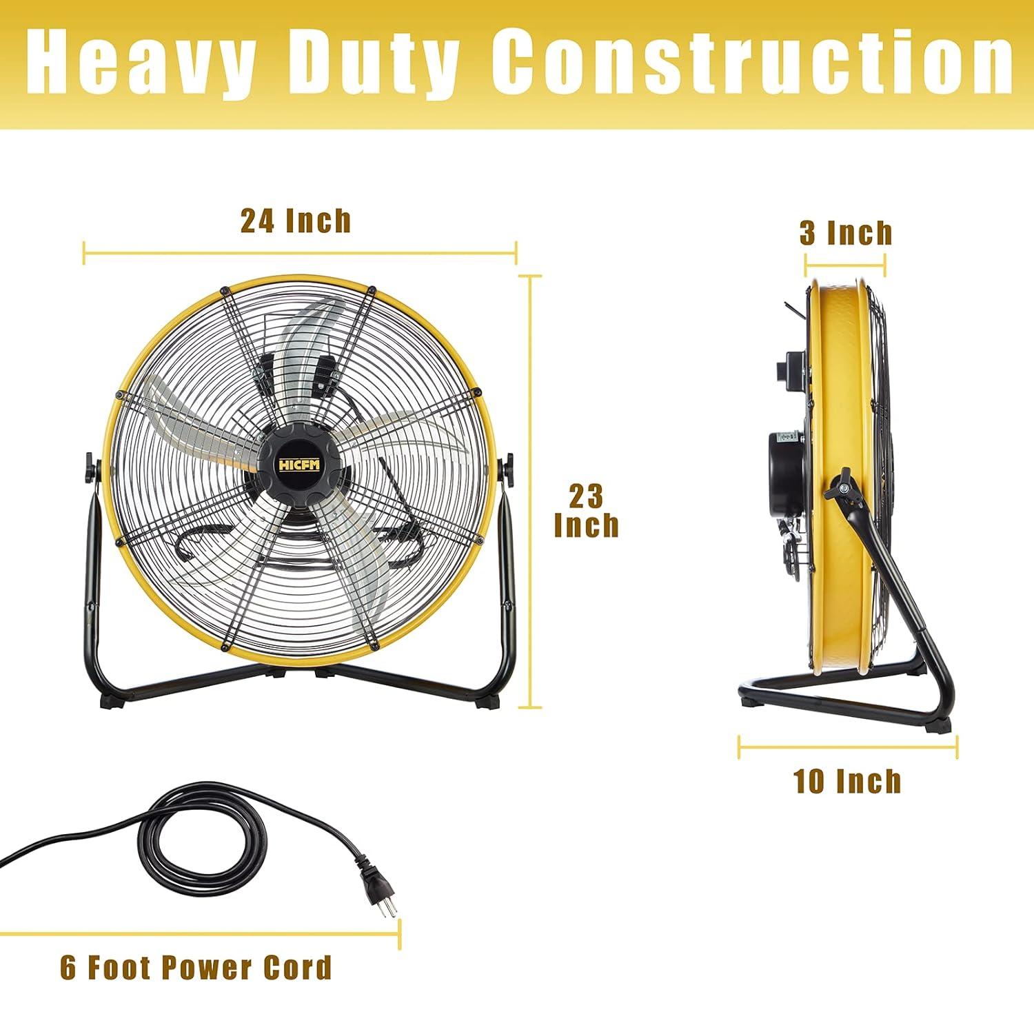 HiCFM 6300 CFM 20 inch Heavy Duty Shroud Fan with IP44 Enclosed Powerful 1/4 Motor, High Velocity Air Circulator for Workshop, Garage, Commercial or Industrial rooms - UL Safety Listed