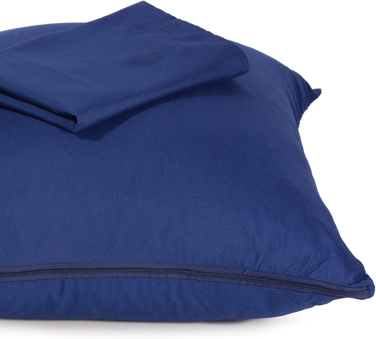 Micropuff - 100% Microfiber Zippered Pillow Protector (4 pck) Queen 20*30 - Navy