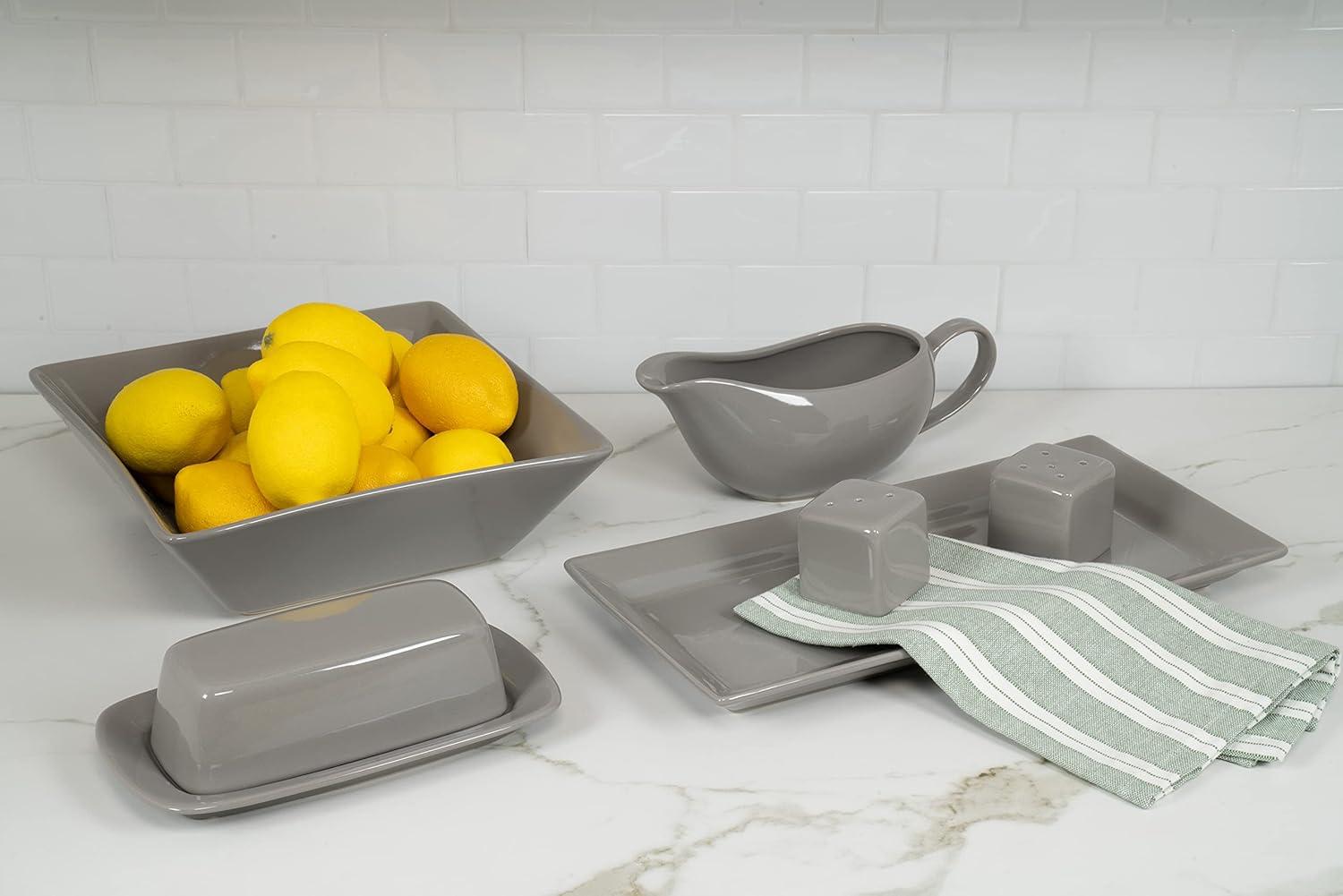 Ten Strawberry Street Nova Square Stoneware 38 Piece Dinnerware Set, Service for 6