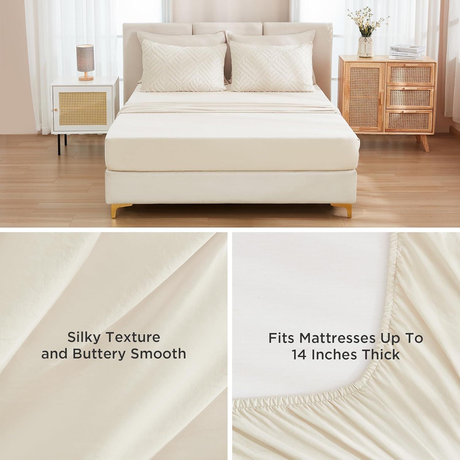 Beige Microfiber Queen Bed in a Bag Set