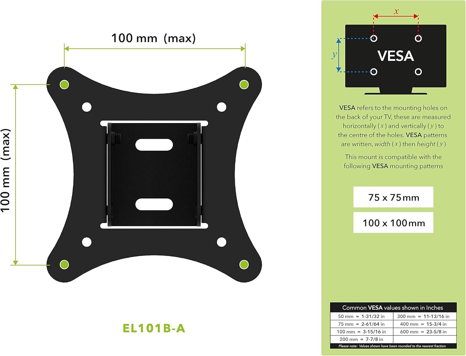 Adjustable Tilt Black Steel TV Wall Mount for 12-25 Inch Displays