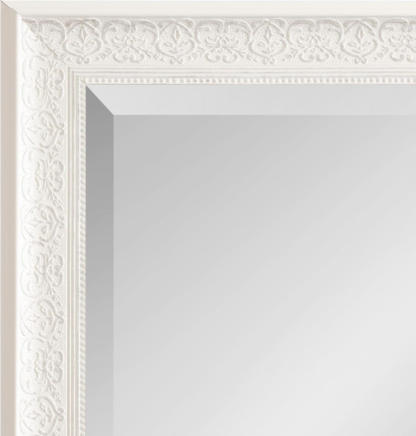 Kate and Laurel - Alysia Decorative Frame Rectangle Wall Mirror, 22.5 x 28.5 White