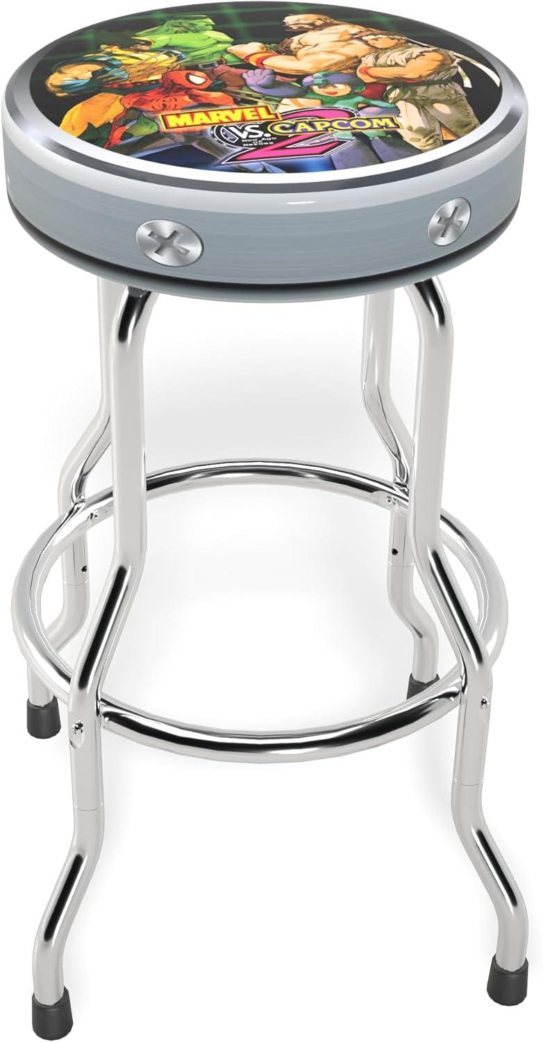 Arcade1Up Marvel Vs Capcom 2 Round Seat Adjustable Height Backless Stool, Multicolor