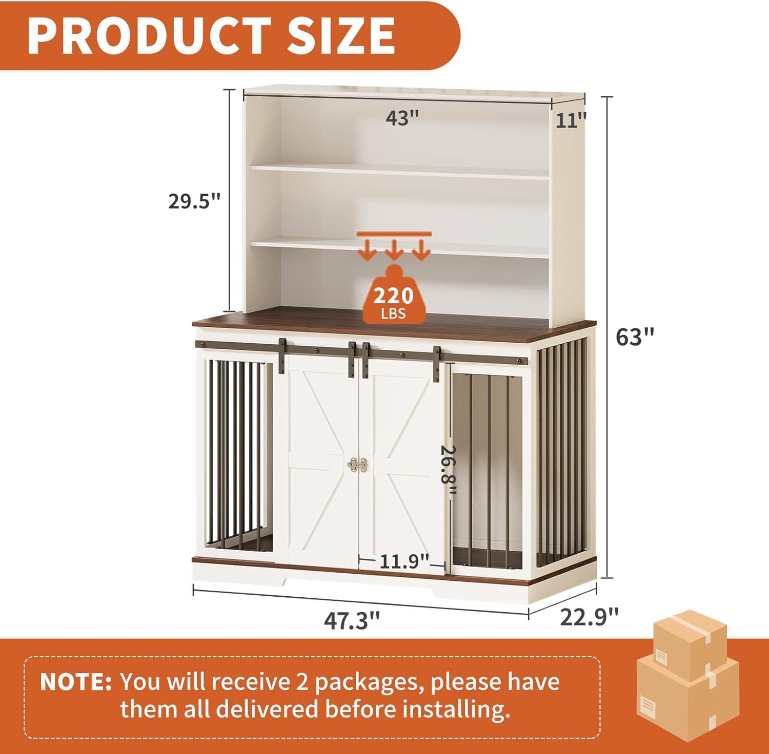 Tucker Murphy Pet™ Large Dog Crate Furniture for 2 Dogs, 71.6'' Steel Frame Dog Crate with Double Doors, Heavy Sturdy Dog Kennel