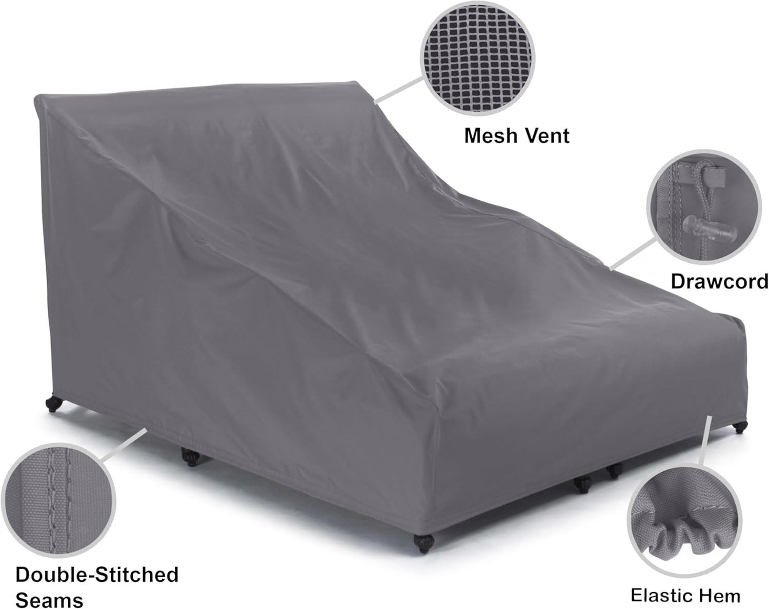 Covermates Outdoor Double Chaise Lounge Cover - Water Resistant Polyester, Drawcord Hem, Mesh Vents, Seating and Chair Covers, DOUBLE 58W x 78D x 34H, Charcoal