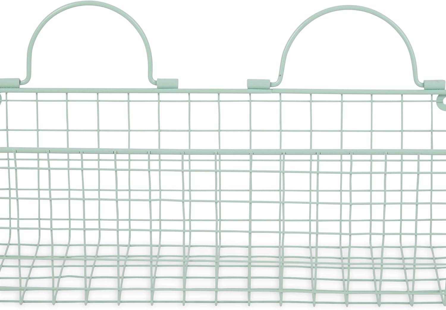 Medium Aqua Wire Wall Basket Set/2