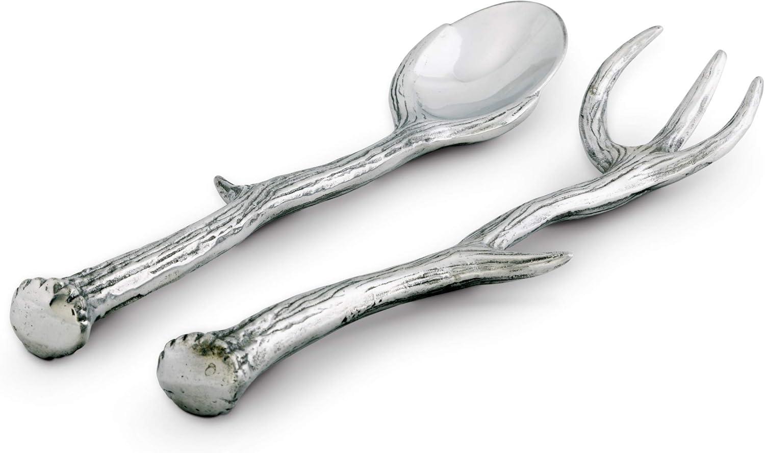 Rustic Aluminum Antler Salad Serving Set, 13.25 inches