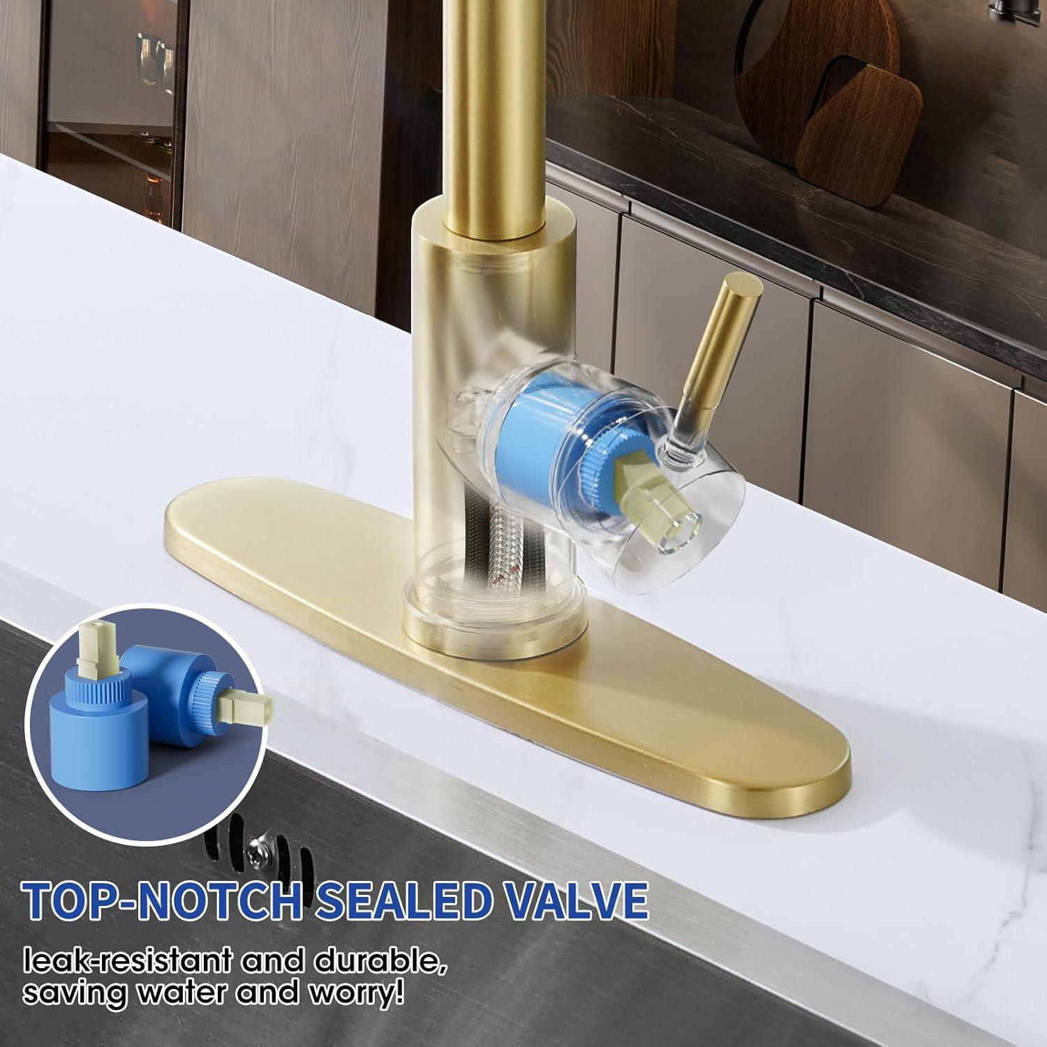 GAGALIFE Single Handle Pull Down Sprayer Kitchen Faucet High Arc Stainless Steel Faucet with 3-Function Sprayer JJL-CL-PT-SDP-G