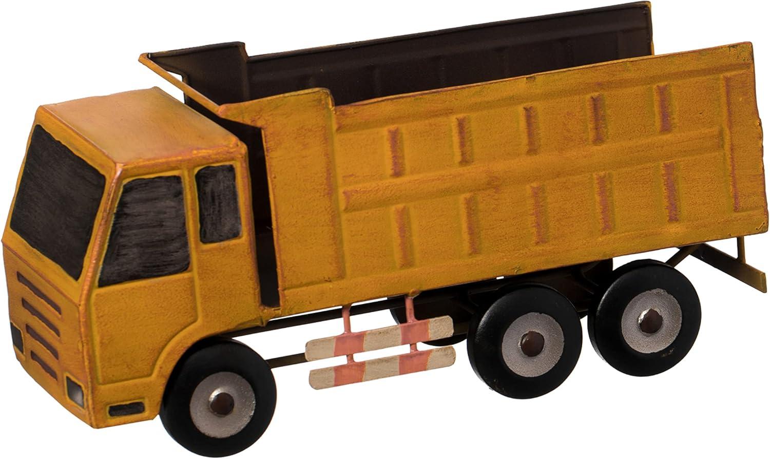 Vintiquewise Decorative Rustic Metal Yellow Single Bottle Truck Wine Holder for Tabletop or Countertop