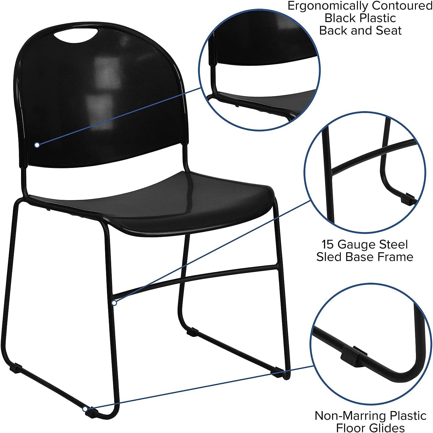 Flash Furniture Gaea 880 lb. Capacity Ultra-Compact Stack Chair with Metal Frame (Set of 5)