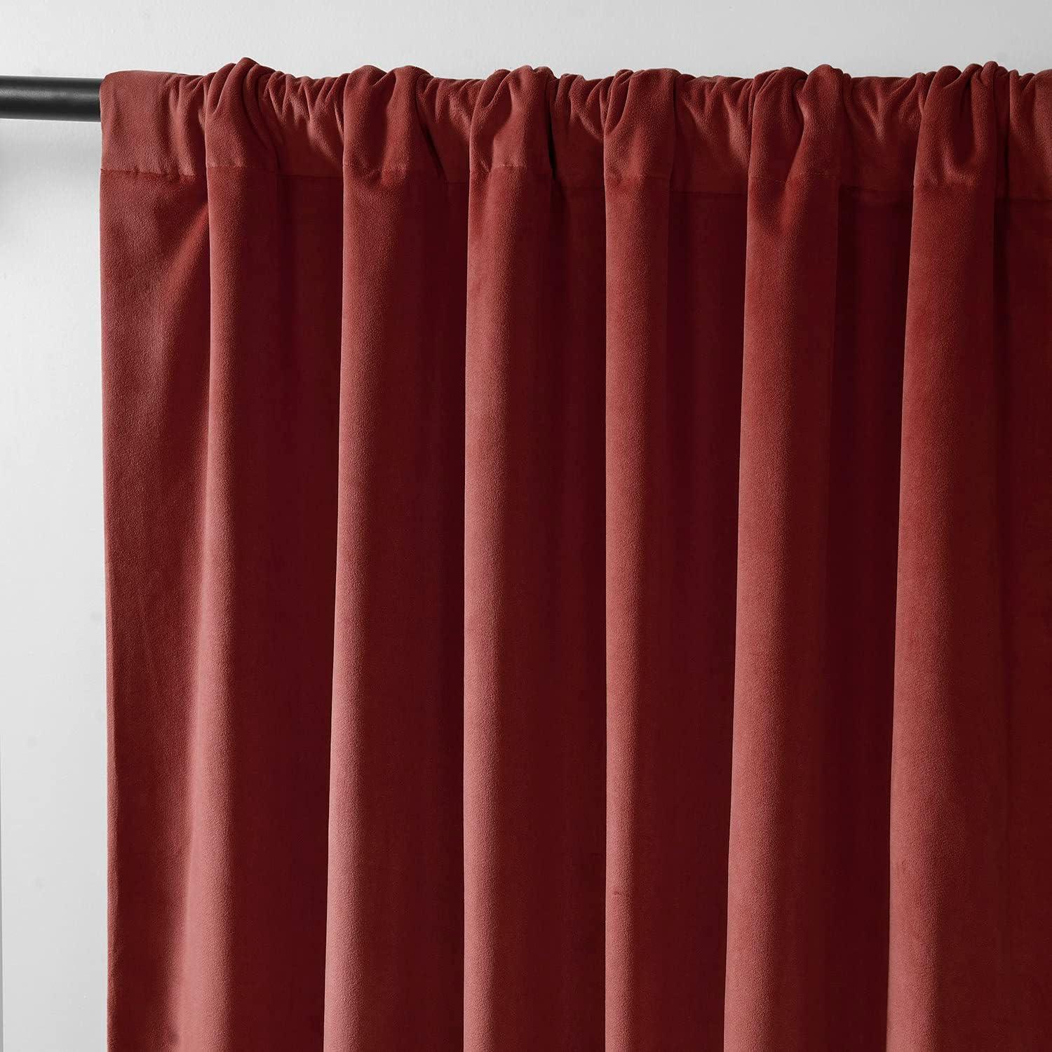 Half Price Drapes Signature Crimson Rust Velvet Blackout Curtains For Bedroom(1 Panel), 50WX 108L