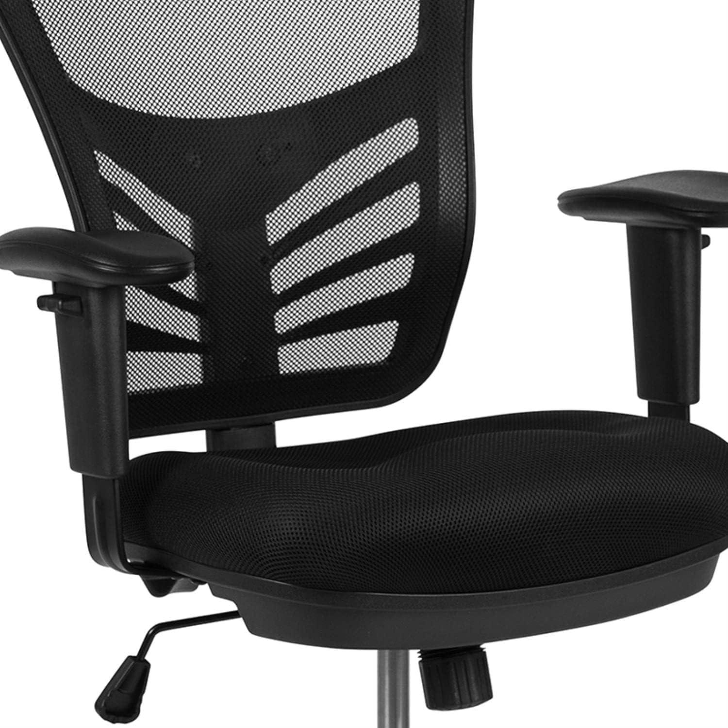 Mid-Back Ergonomic Drafting Chair with Adjustable Chrome Foot Ring, Adjustable Arms