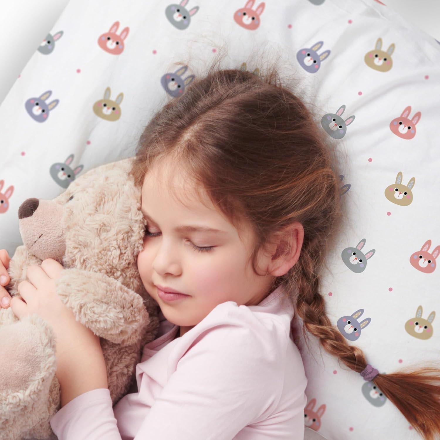 BreathableBaby Cotton Percale Pillowcase, For 13" x 18"/33 x 46 cm Toddler Pillow, Rabbits (2-Pack)