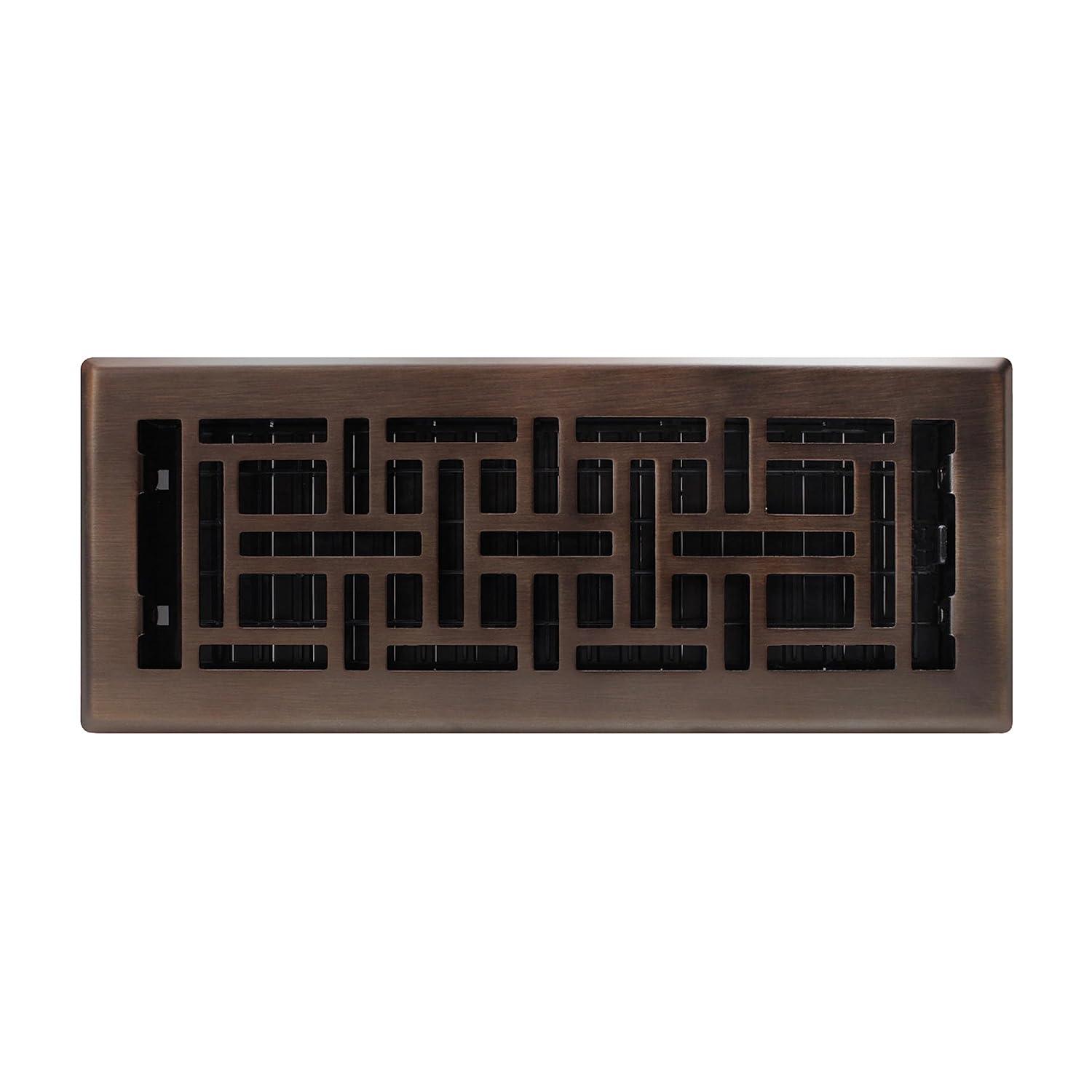 Decor Grates AJH412-RB Oriental Floor Register, 4x12 Inches, Rubbed Bronze Finish