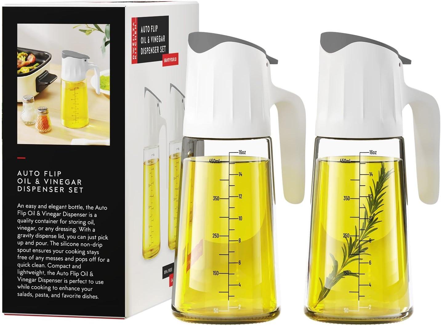 Dwellza Kitchen Cooking Olive Oil Dispenser Bottles For Kitchen With Drain And Measurements
