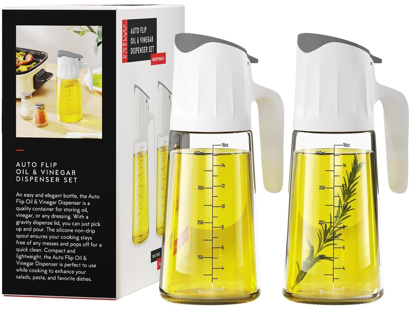 Dwellza Kitchen Cooking Olive Oil Dispenser Bottles For Kitchen With Drain And Measurements