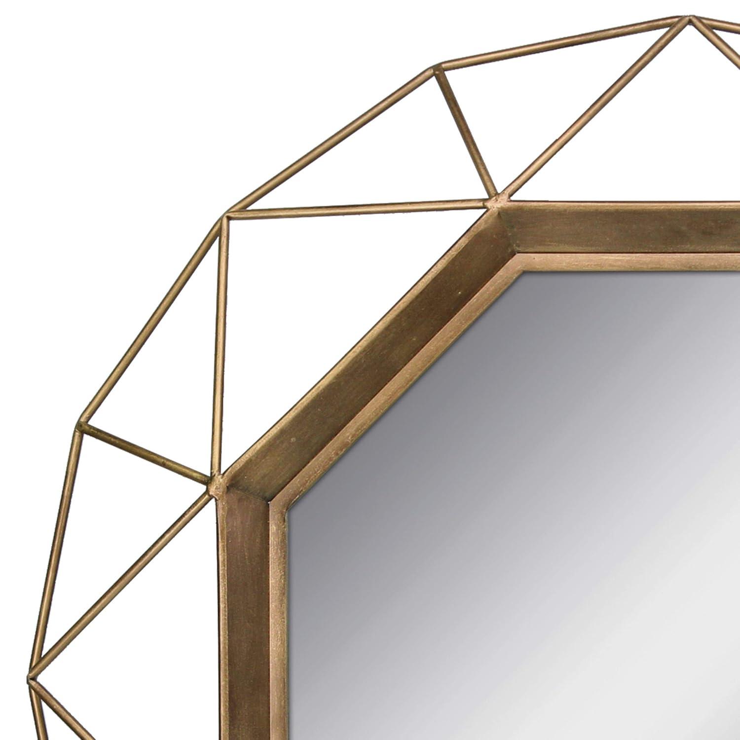 28.3" x 28.3" Metal Octagon Decorative Mirror Antique Gold - Stonebriar Collection: Modern Round No Assembly Wall Mount