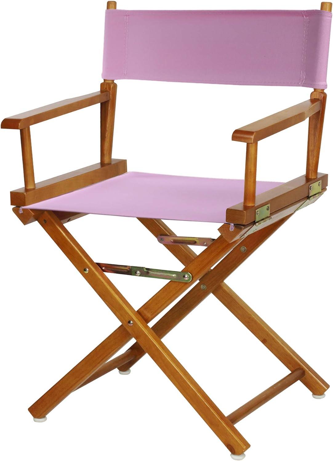 Honey Oak Frame 18" Director's Chair in Pink Canvas