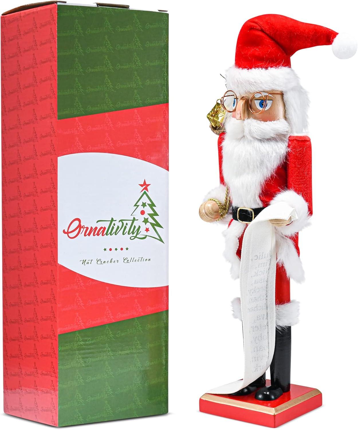 Ornativity Christmas Wooden Santa with Gifts Nutcracker - 15 in