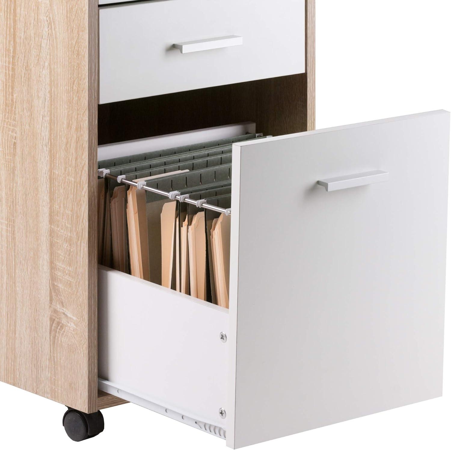 Kenner Mobile File Cabinet Wood - Winsome: Mid-Century Modern, 3-Drawer Office Storage, Anti-Tip Hardware