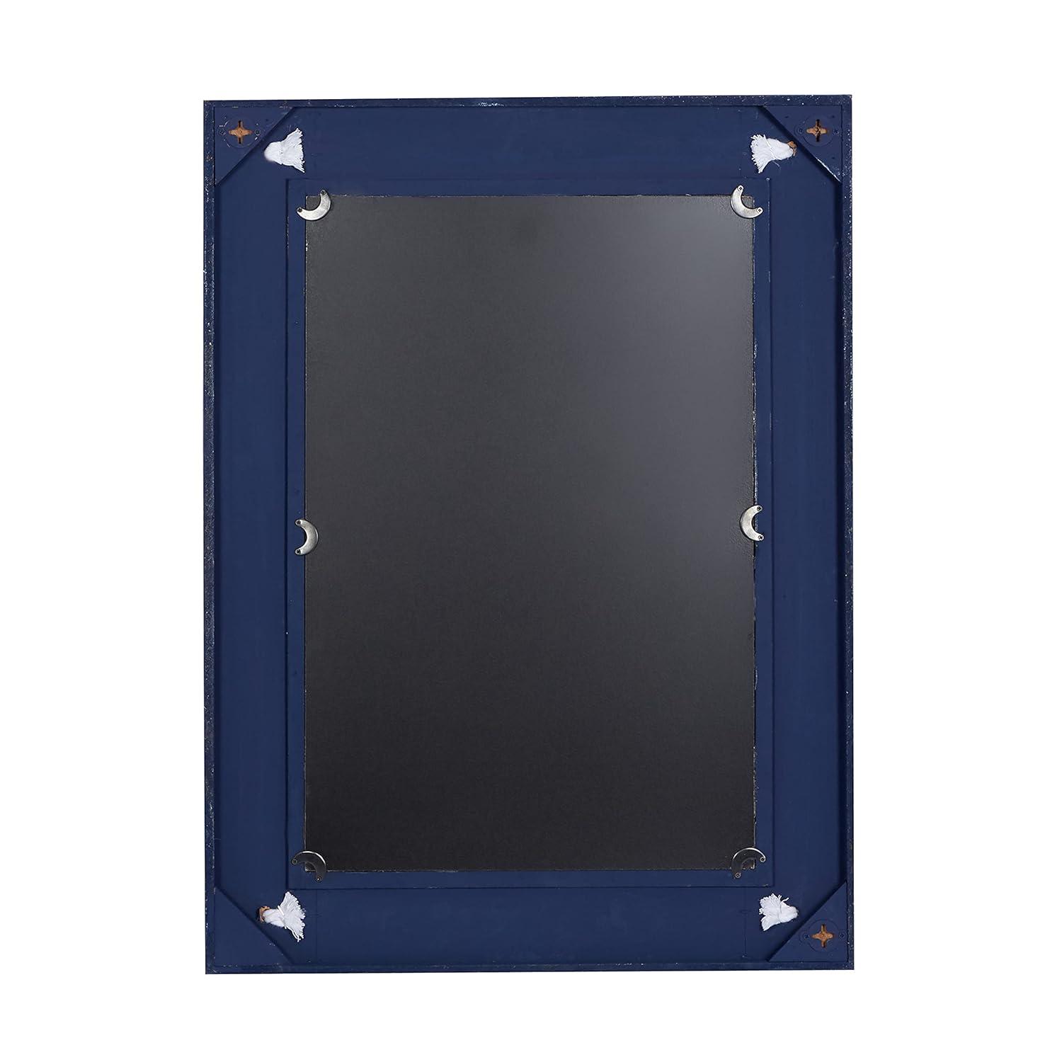 DecMode 23" x 31" Blue Wall Mirror with Knotted Rope