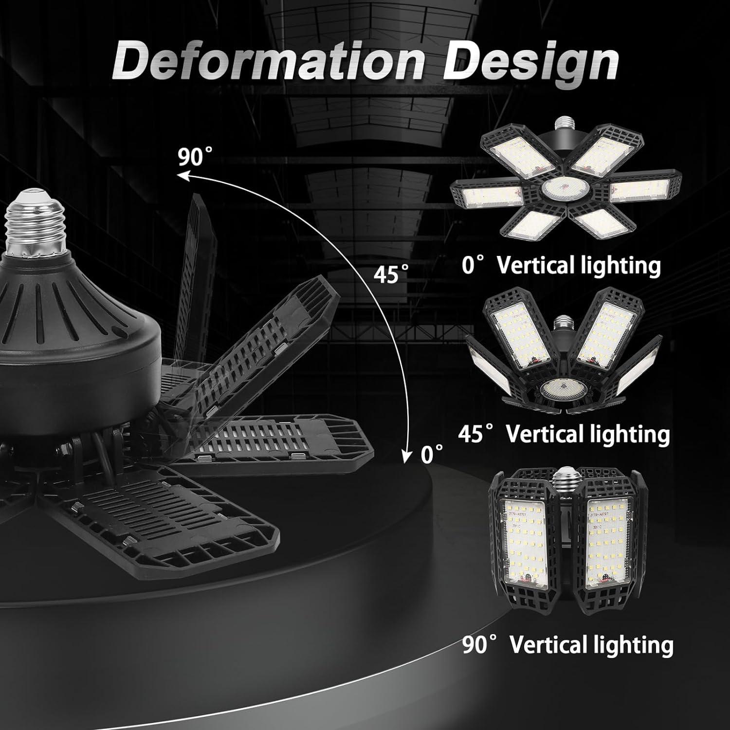 200W Black LED Garage Light with Deformable Panels