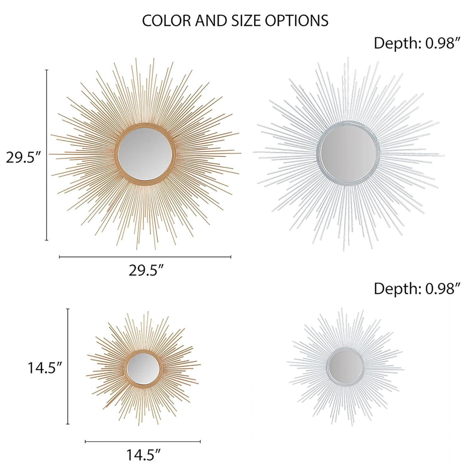 Madison Park Fiore Sunburst Wall Decor Mirror 14.5"D in Gold