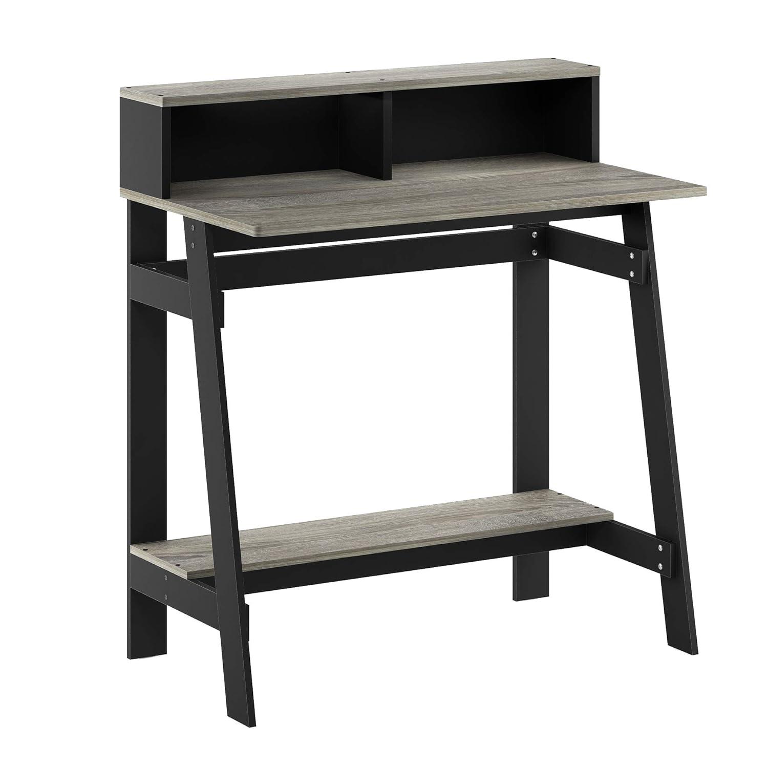 Furinno 31.6" Small Industrial Computer Desk Home Office Study Writing Desk with Open Shelf,Black/French Oak