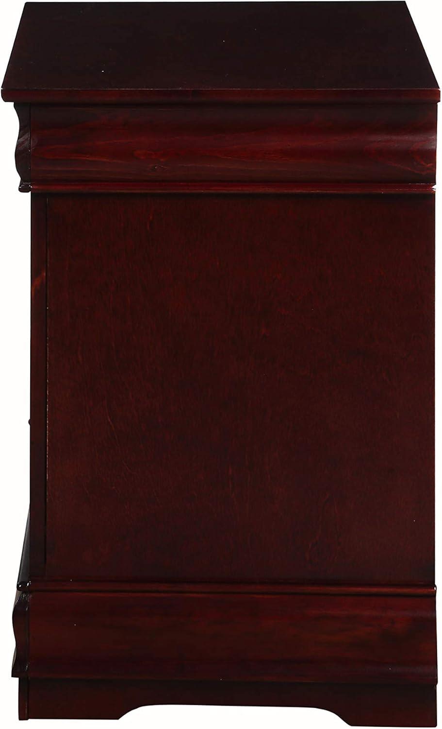 Elegant Cherry Wood Nightstand with Brush Nickel Accents