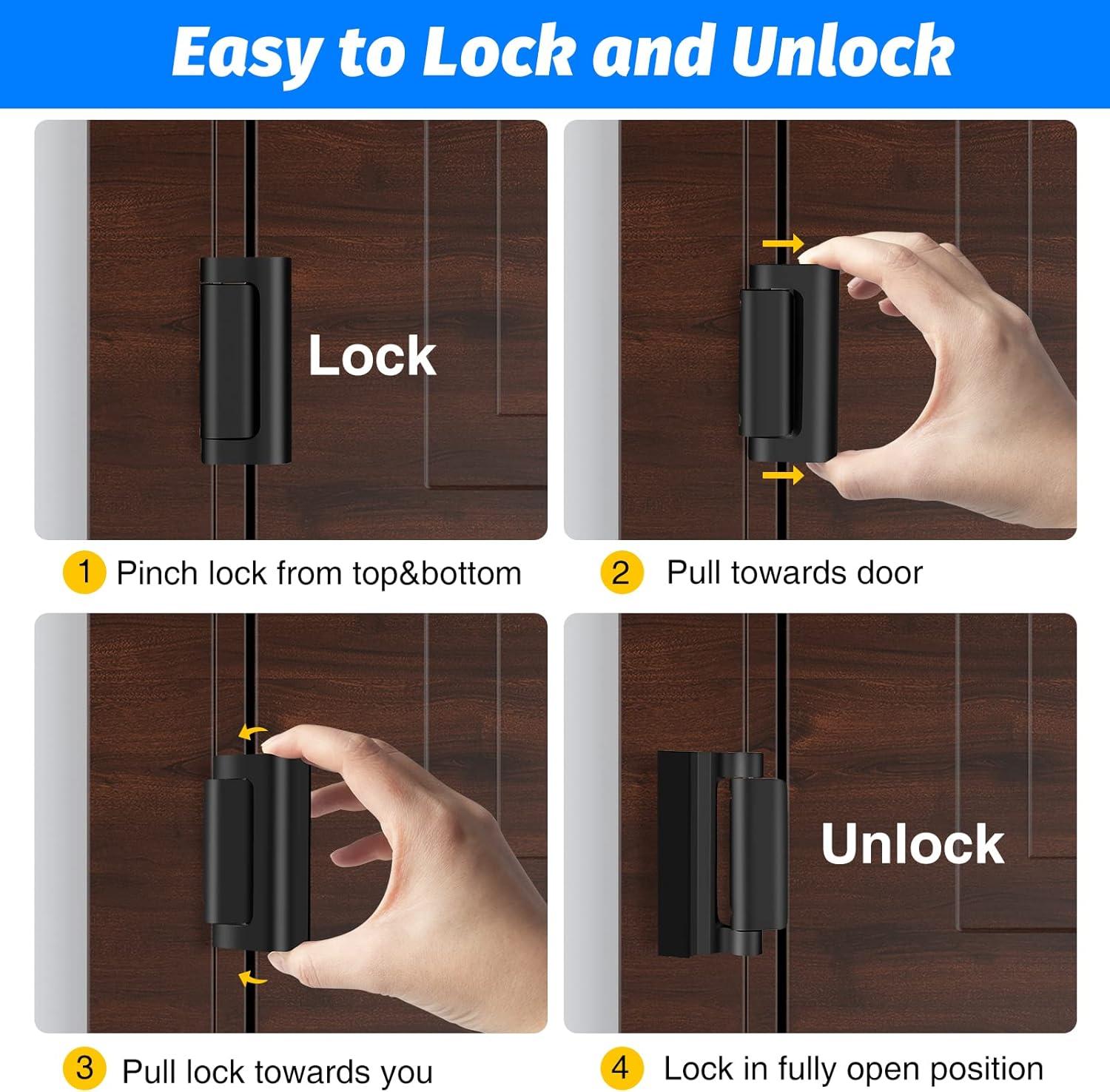 Black Heavy-Duty Childproof Door Reinforcement Lock