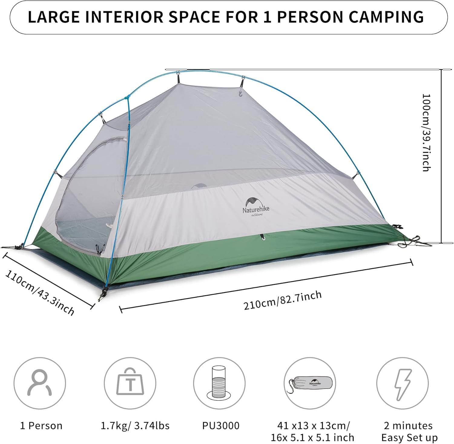 Naturehike Cloud-Up 1/2/3 Person Backpacking Tent Lightweight Waterproof